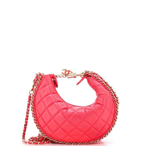 Chanel Chain Around Hook Hobo Quilted Lambskin Small Pink - Picture 1 of 6